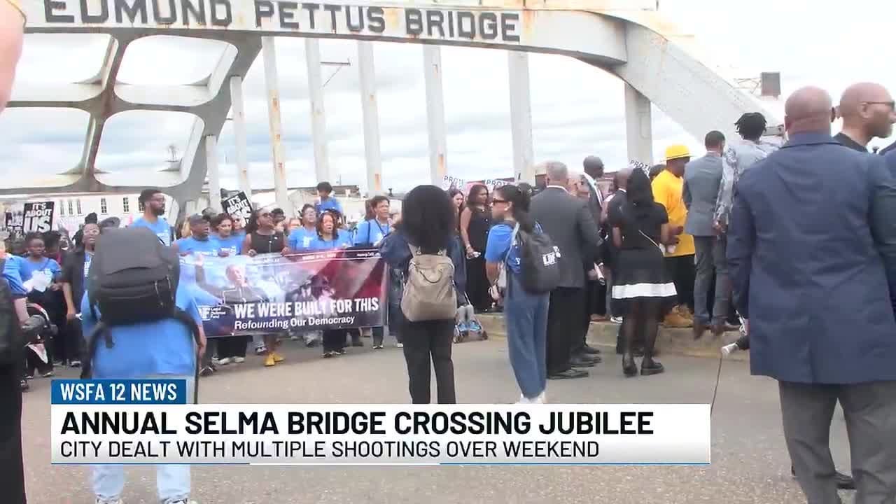 Hundreds cross Selma’s Edmund Pettus Bridge for Jubilee, but weekend violence raises concerns