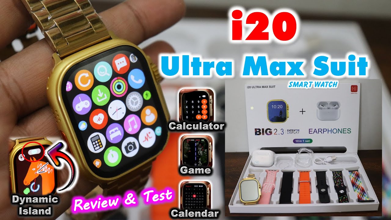 i20 Ultra Max Suit Smart Watch 10 in 1 Review Setting | 2.3 Display BT Calling | Wireless Charging