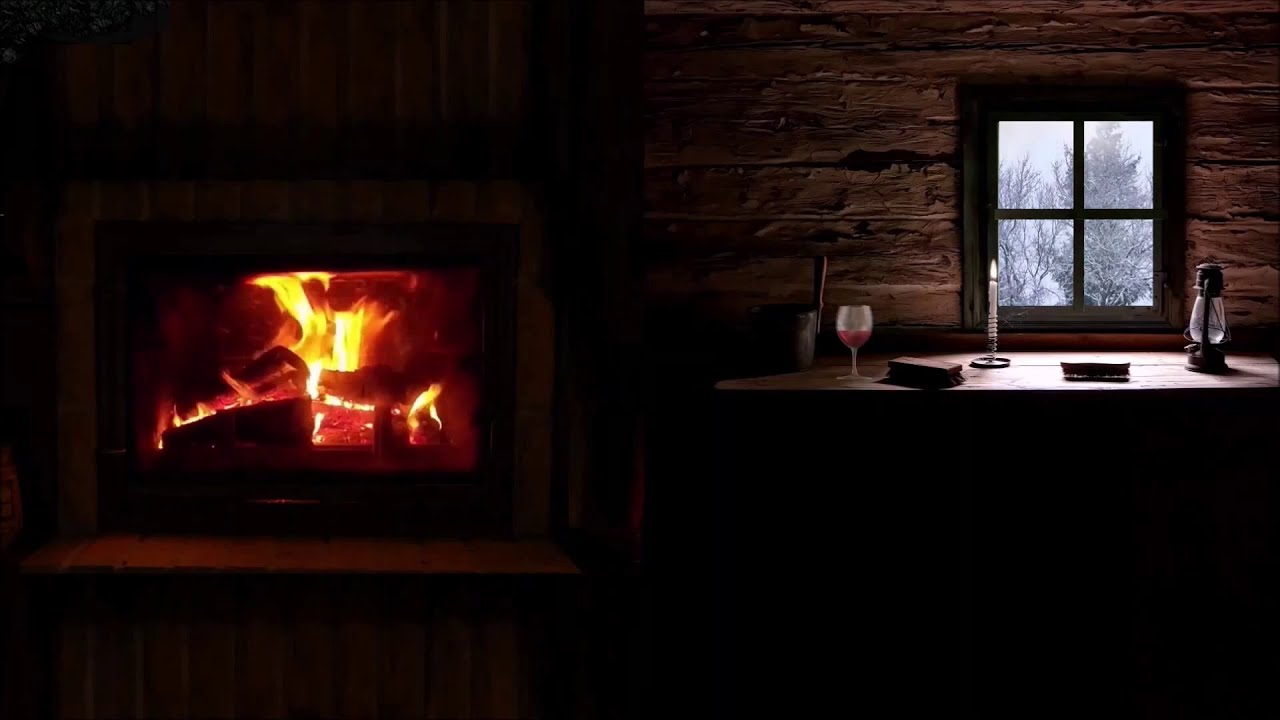 Relaxing Christmas Music (1 hour) with Fireplace and Snow