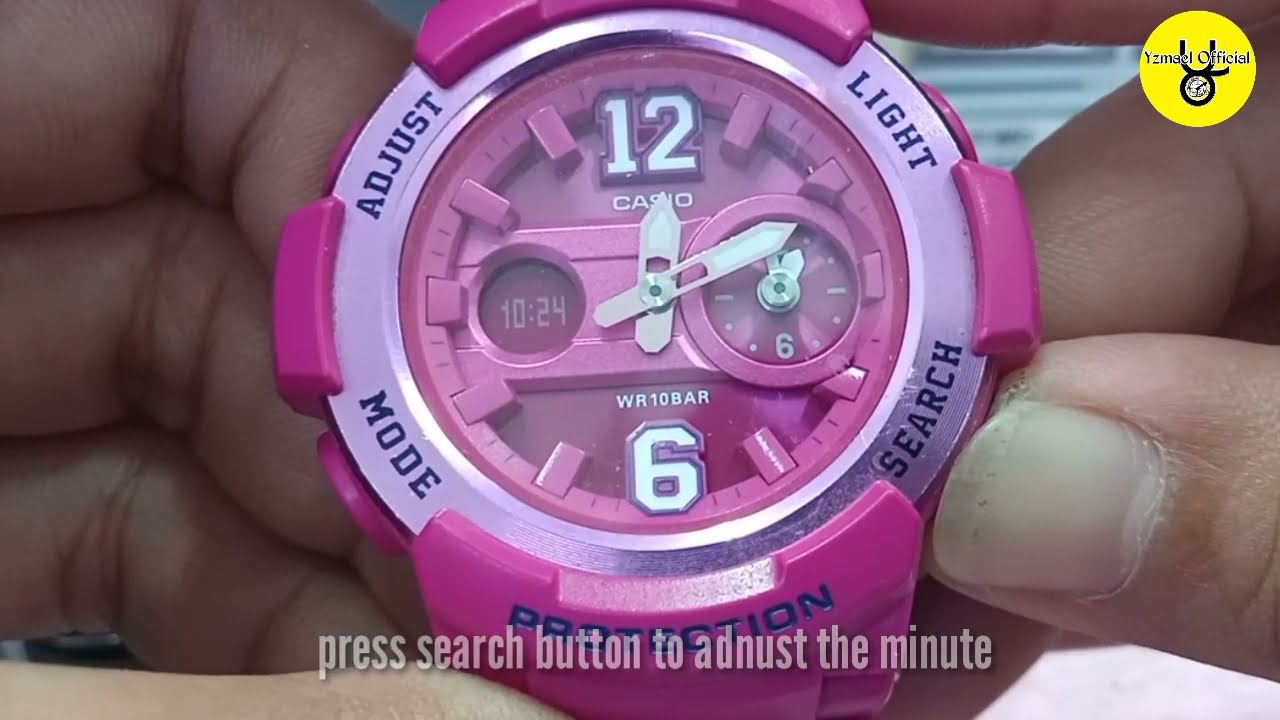 Baby-G BGA-210 Digital and Analog time adjustment (English tutorial)