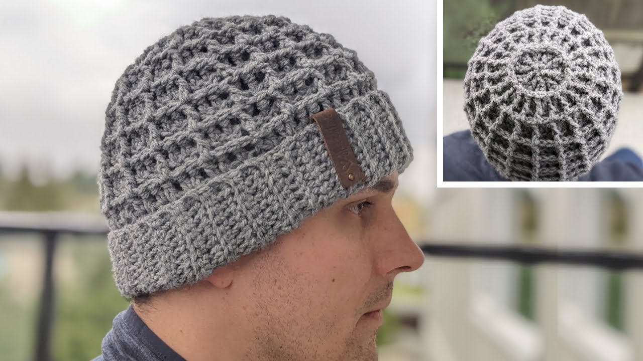 Crochet Waffle Hat for Men
