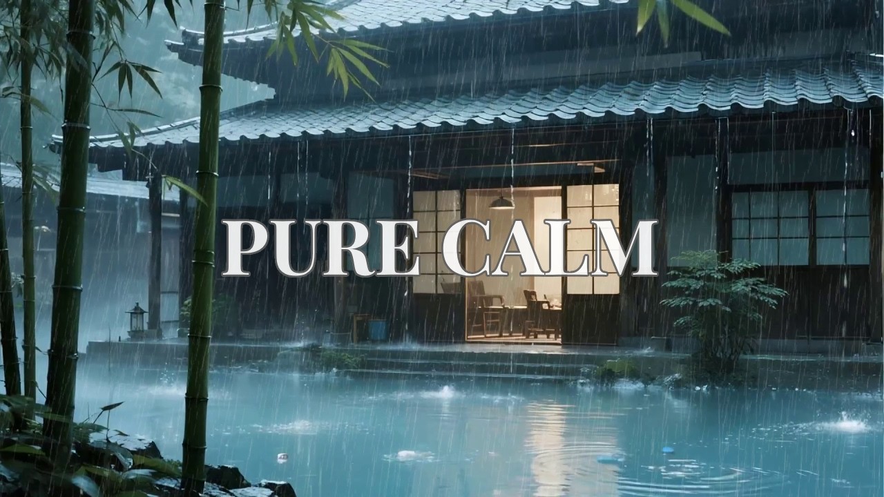 🔴 Pure Serenity Soft Rain Sounds at a Traditional Bamboo Temple Pond to Completely Calm You