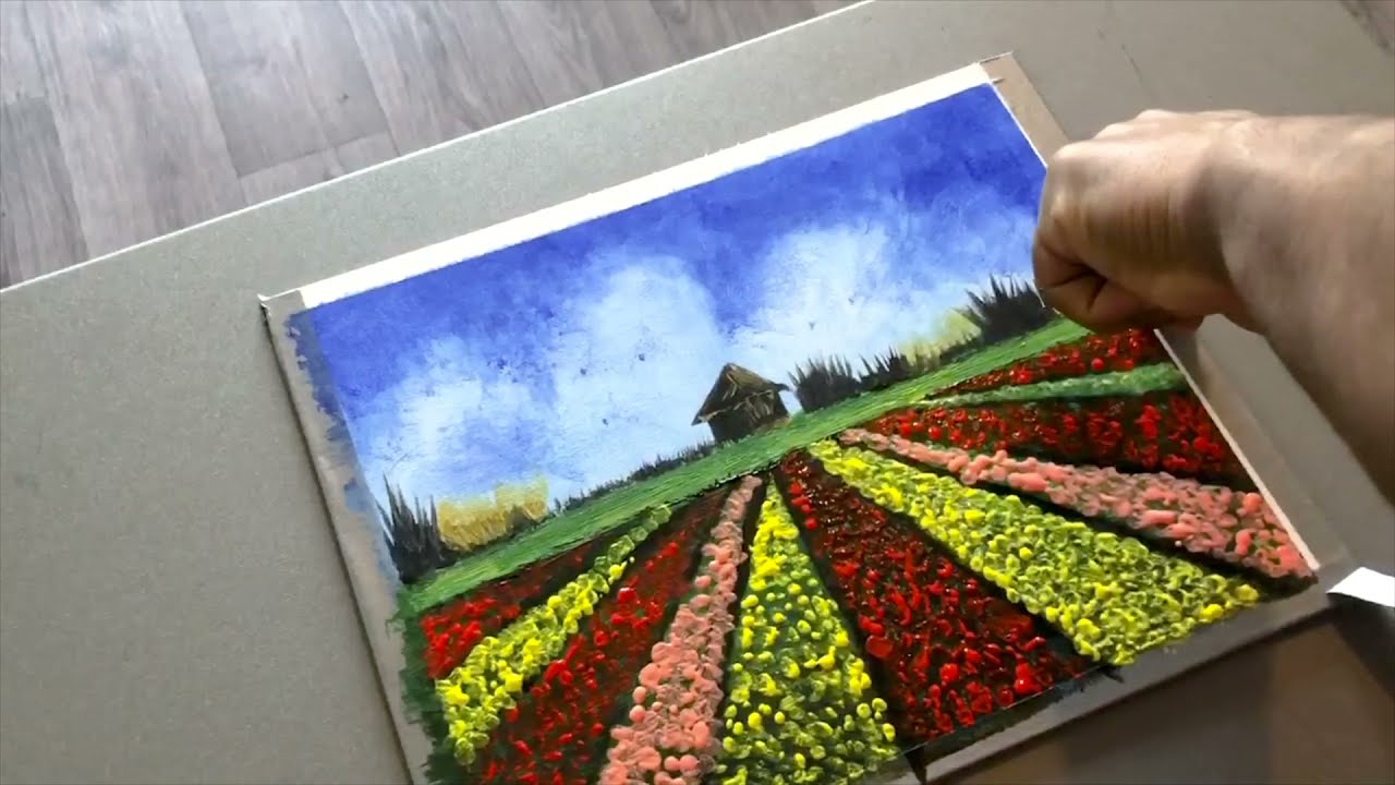 Acrylic Tulip field painting