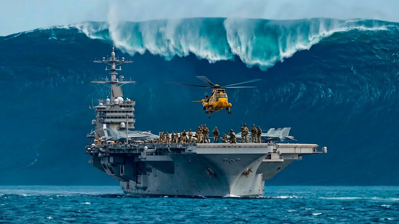 Monstrous Tsunami Sinks World's Largest Aircraft Carrier (AI 4K)
