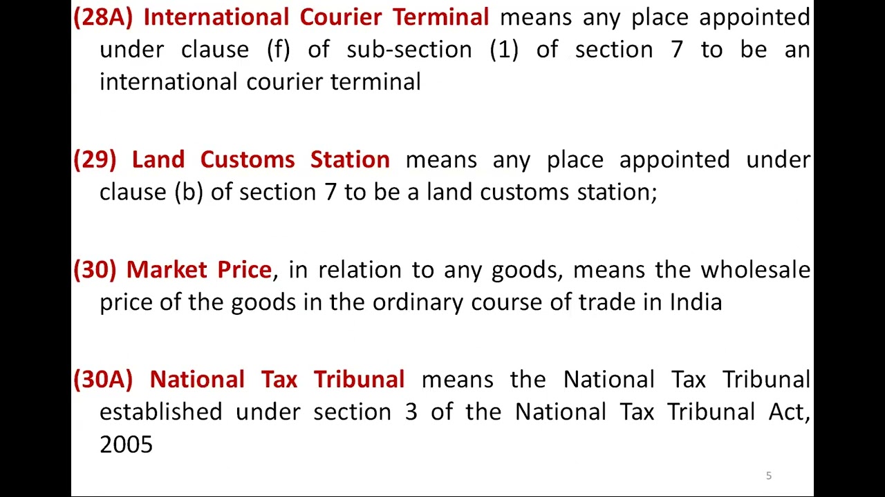 Definitions in Customs Act 1962