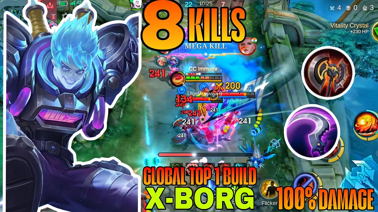 8 Kills!! Monster X-Borg Deadly EXP Liner!! - Build Top 1 Global X-Borg ~ MLBB