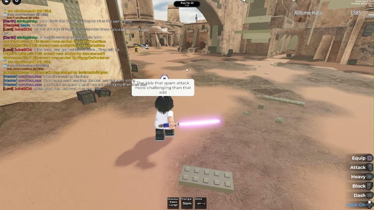 Roblox SaberWars 1v2 A Hacker xd