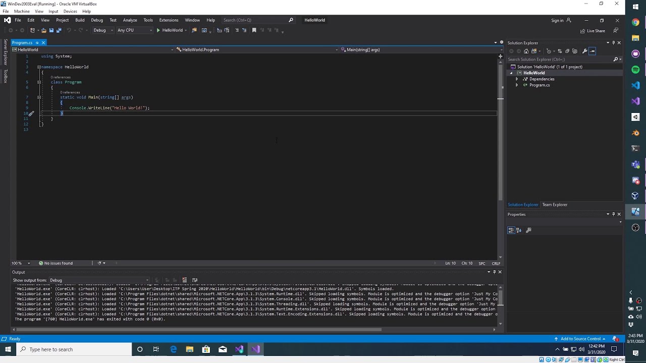 Setting Up Visual Studio 2019 for .NET Core & C#