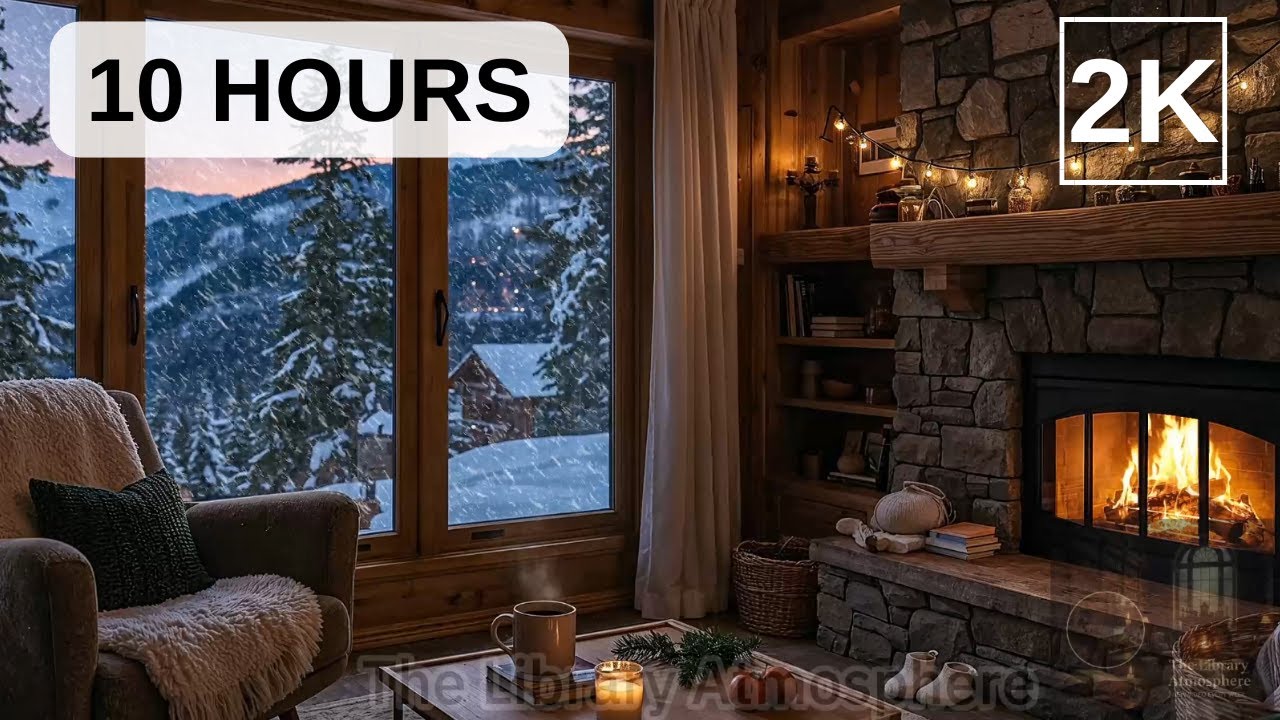 Fall Asleep in 5 Minutes ❄️ Heavy Blizzard & 2K Fireplace for Deep Sleeping