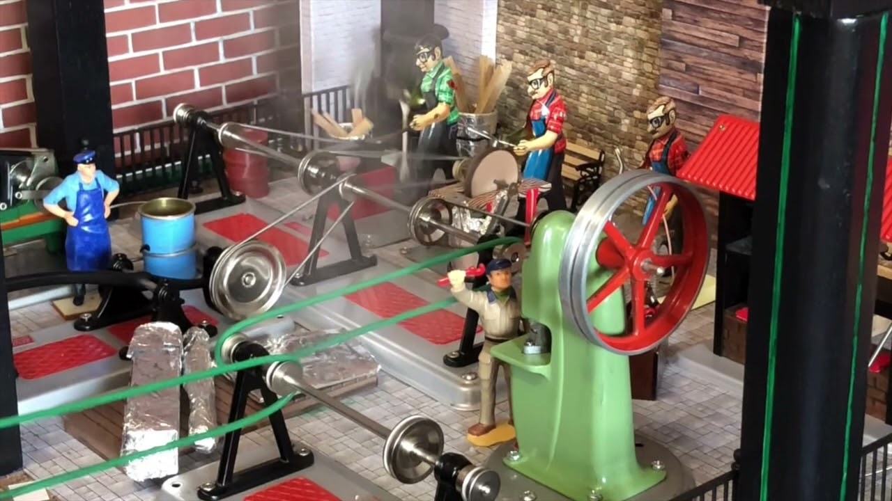 Dampfmaschine Wilesco D24 (1960er Jahre) mit Metallwerkstatt - Diorama