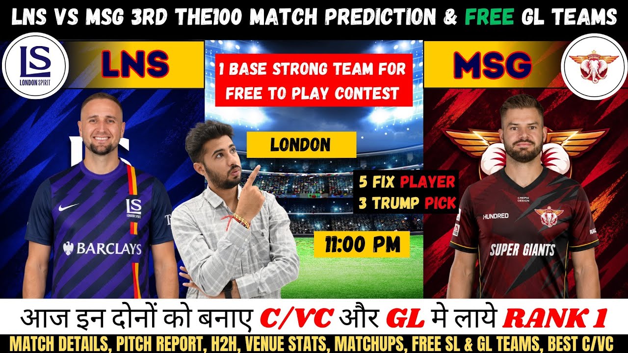 LNS vs MNR Dream11 Prediction, London Spirit vs Manchester Originals Fantasy Team Analysis