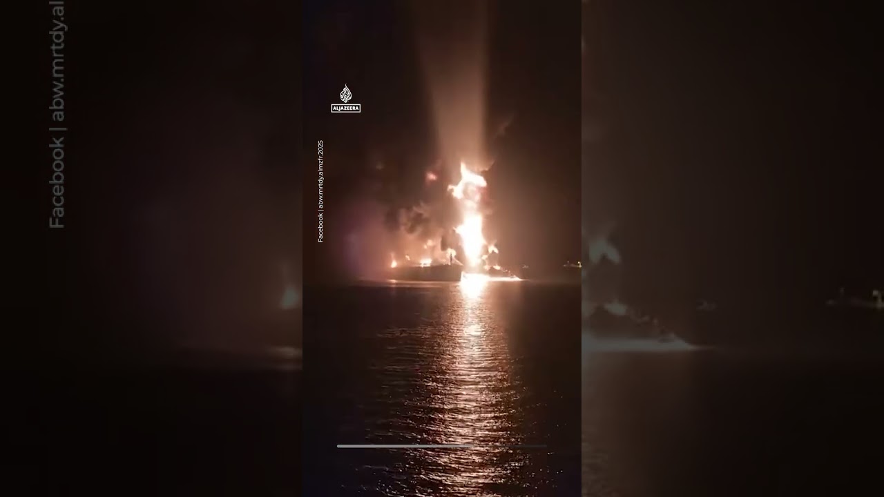 Massive fires on two oil tankers after attack in Iraqi waters | AJ #shorts