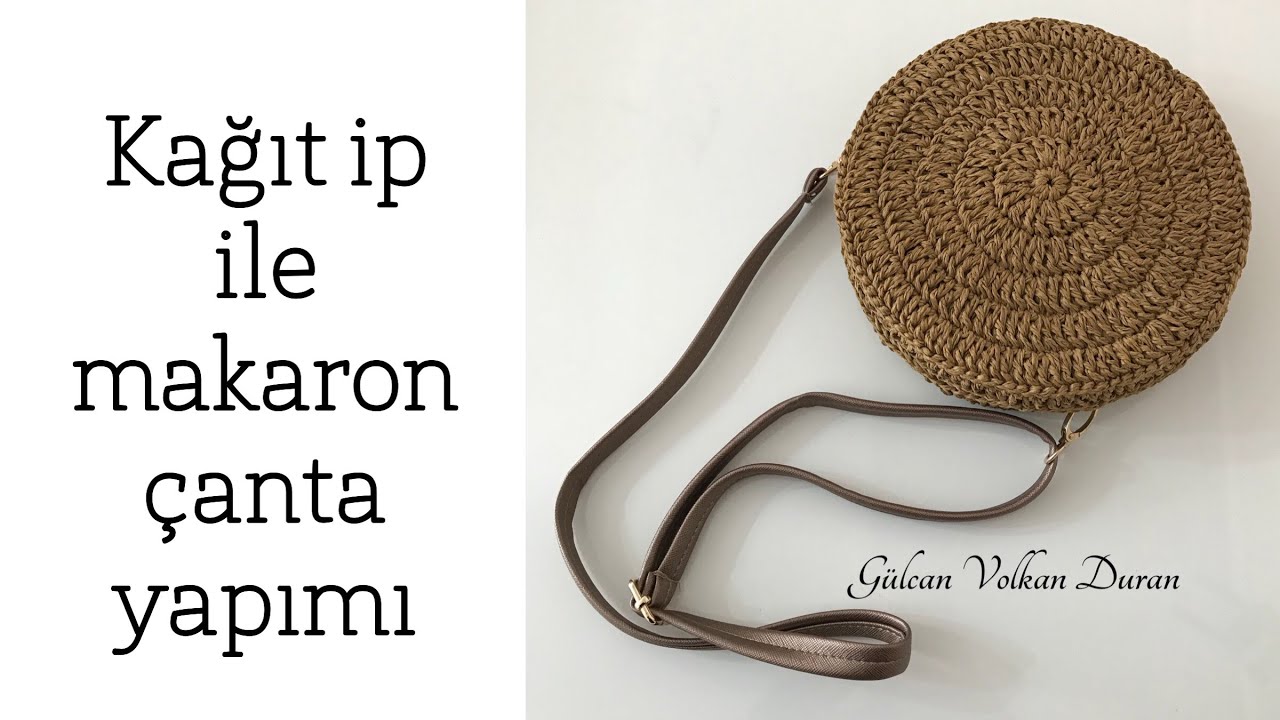 Kağıt ip ile Makaron ( yuvarlak )  Çanta Yapımı - Part 1