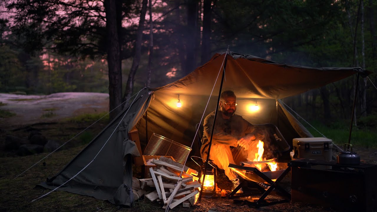 Baker Tent Camping at Killbear Provincial Park | Coffee, Cooking Sausage, BBQ Short Ribs, Smores