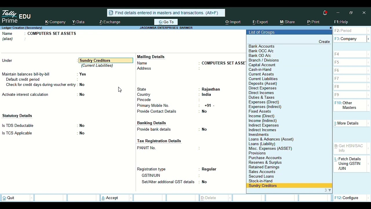 Tally Prime mei fixed assets ki entery kese kare in hindi