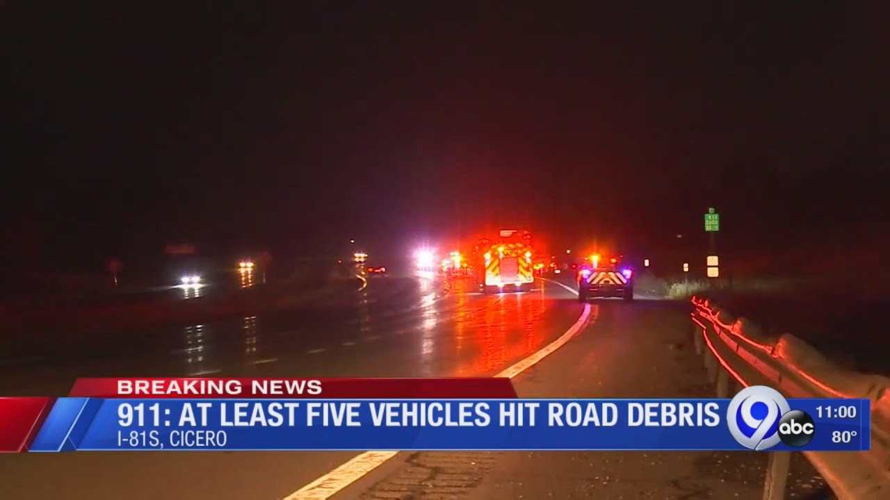 911: At least 5 vehicles hit road debris