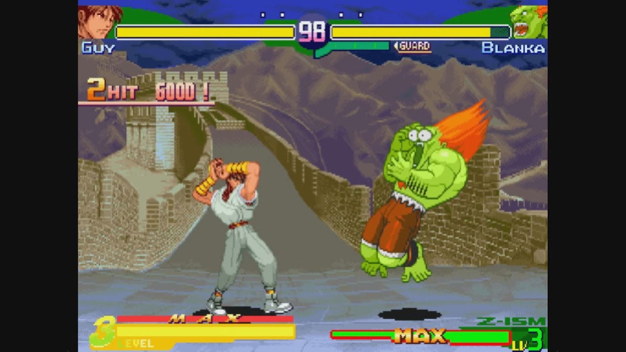 Guy VS. Blanka (Hardest AI Battle) - HYPER STREET FIGHTER ALPHA - 2023032239