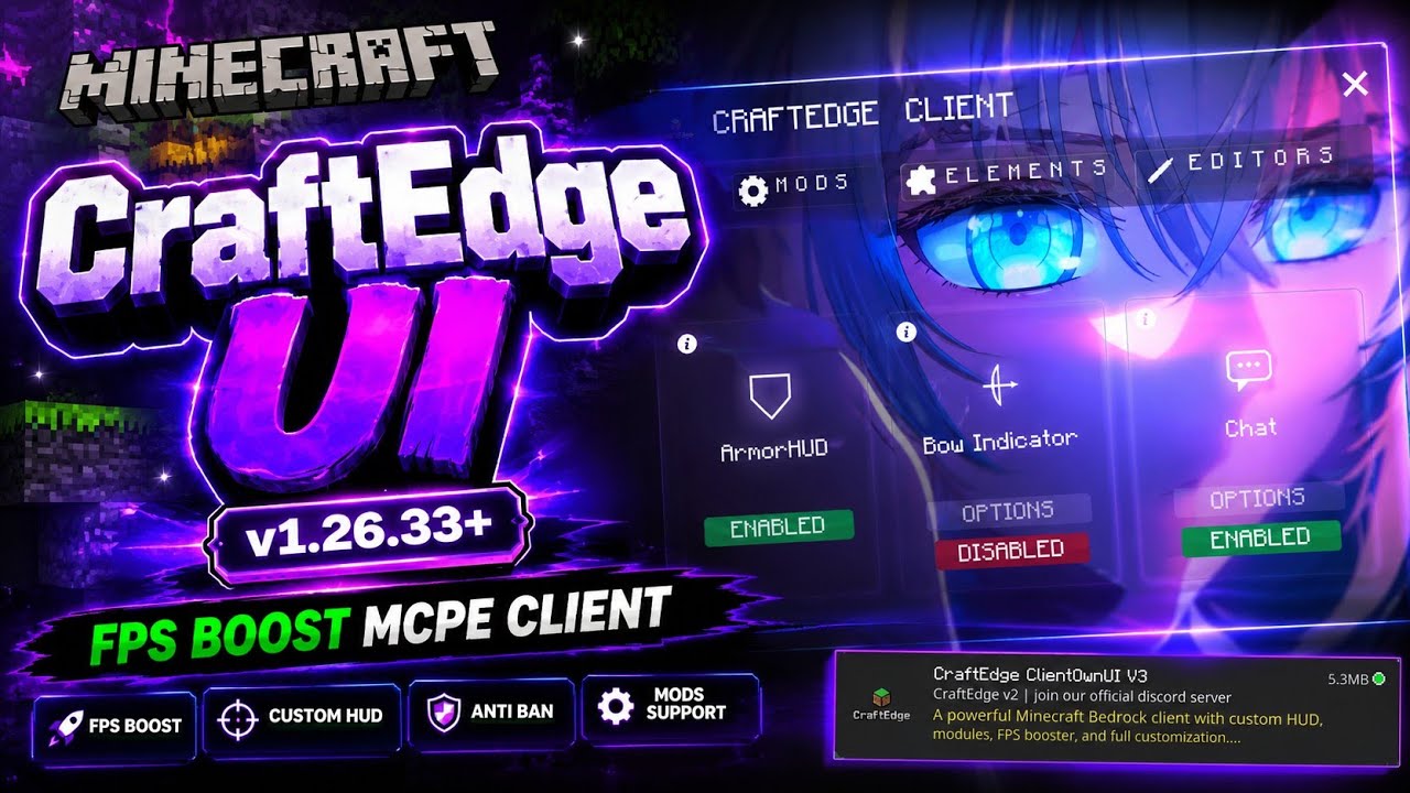 🚀 BEST MCPE 1.26+ FPS BOOST TEXTURE PACK | CraftEdge UI v1.26.33+