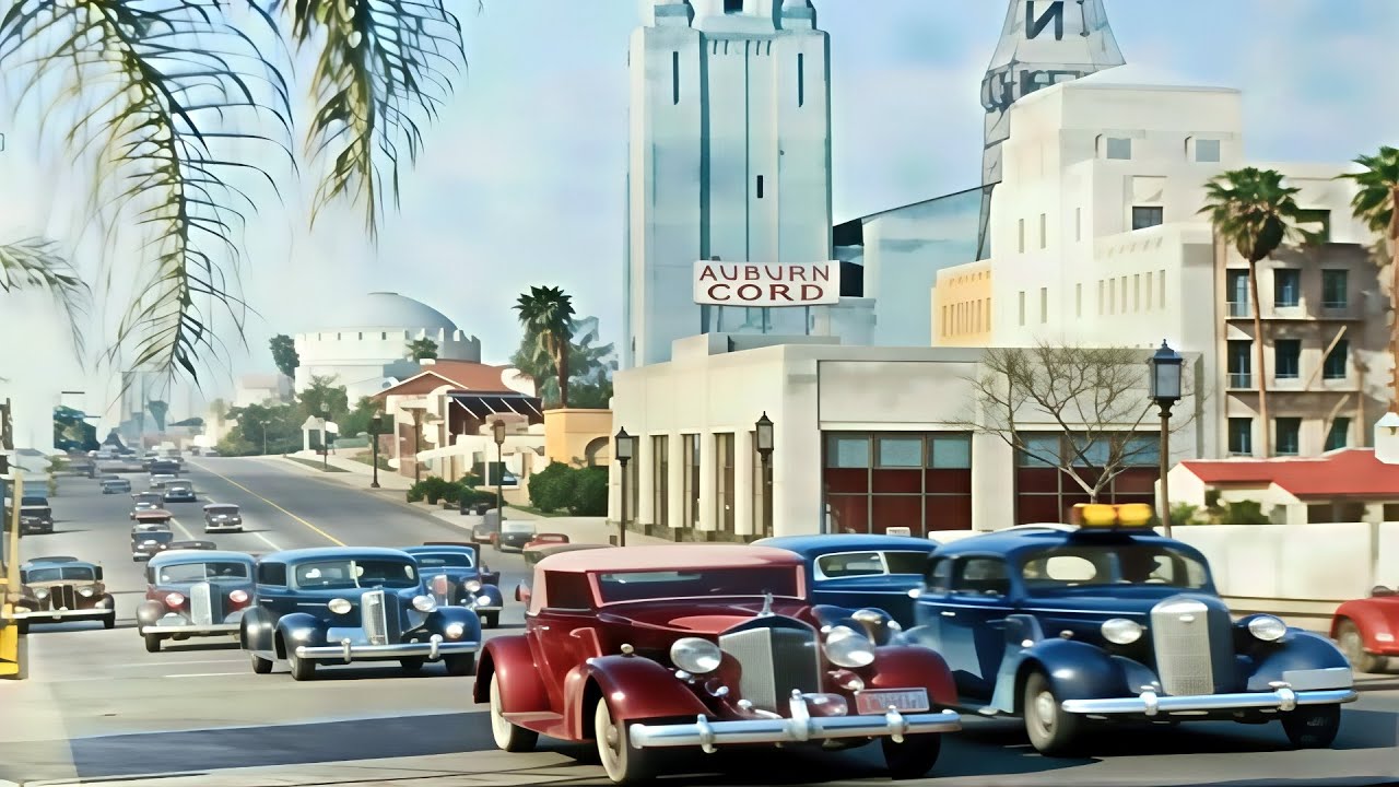 1930s - Los Angeles, Hollywood in color [60fps,Remastered] w/sound design added