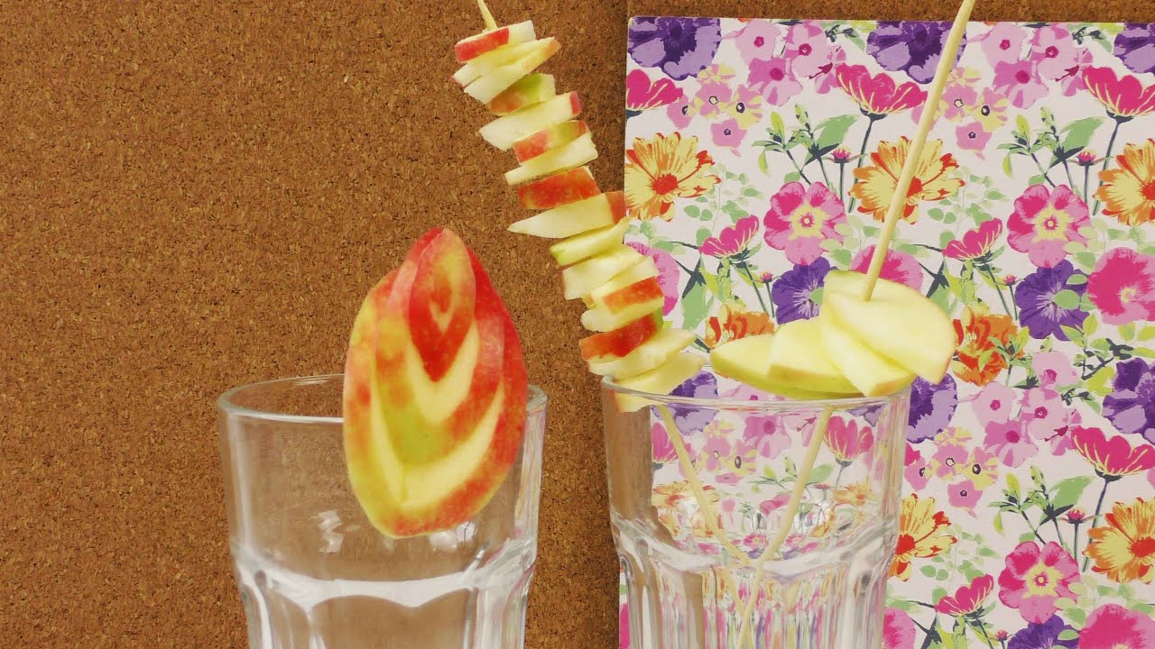 3 x Cocktail Deko mit Äpfeln | 3 einfache Ideen | Cocktails dekorieren mit Äpfeln Apfelstücke