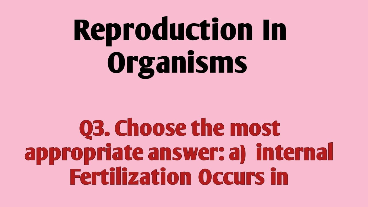 Q3. Choose the most appropriate answer: a)  internal Fertilization Occurs in