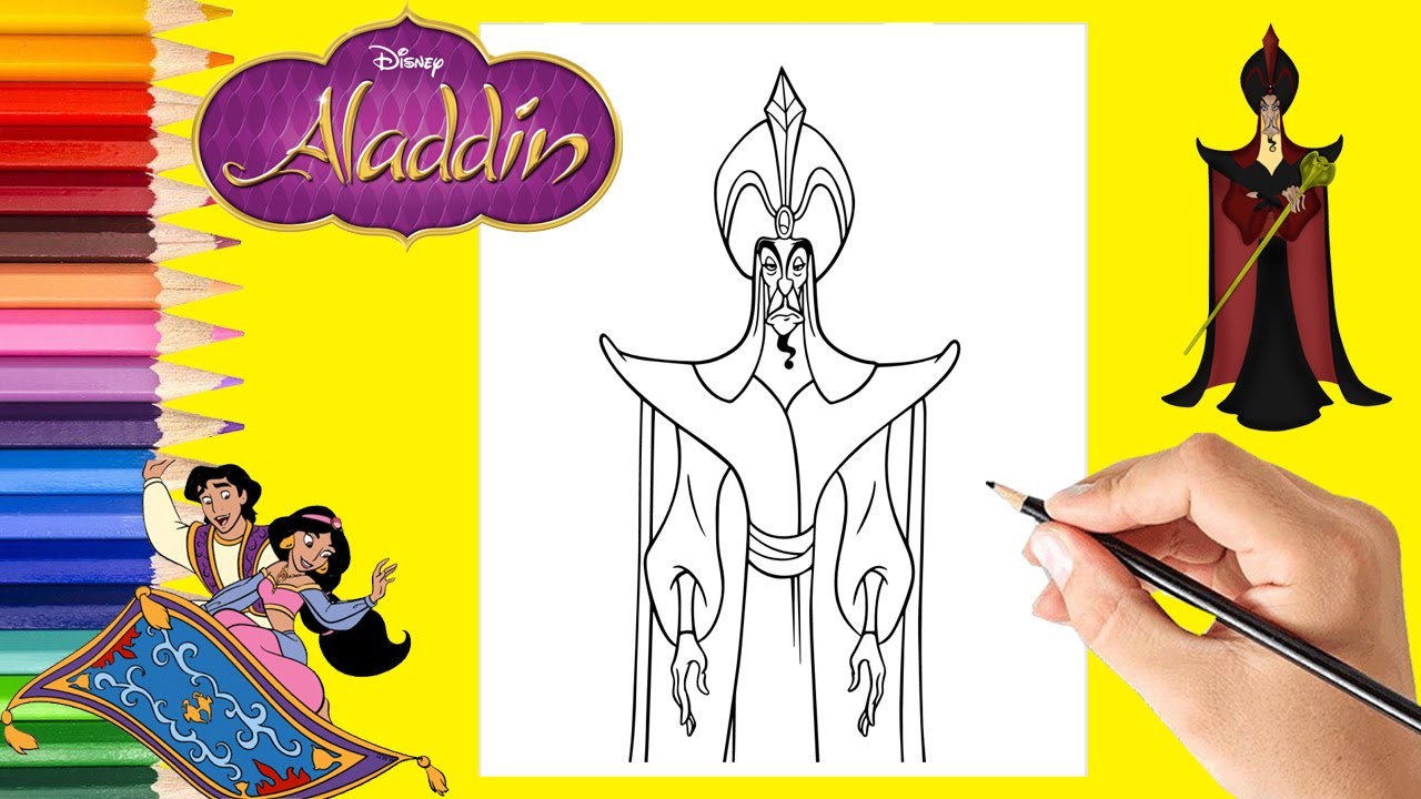 coloring aladdin villan jafar||disney character coloring series#4|disney colouring pages