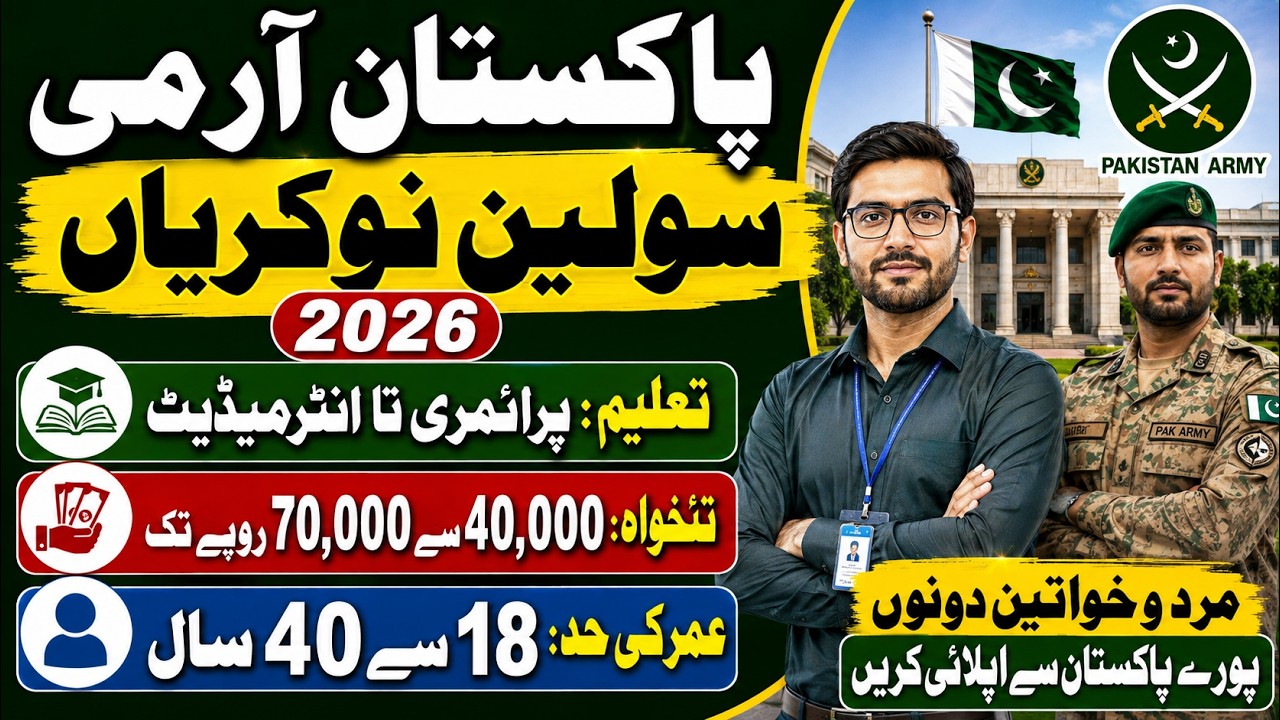 Pakistan Army Civilian Jobs 2026 | Apply Online| Primary to Intermediate | Latest Pak Army Jobs 2026