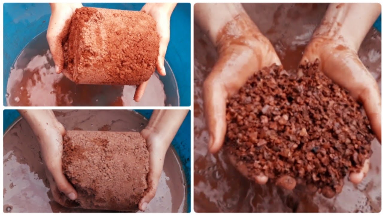 Speed up ASMR red concrete wet crumbling satisfying oddly clear loud snappy sounds