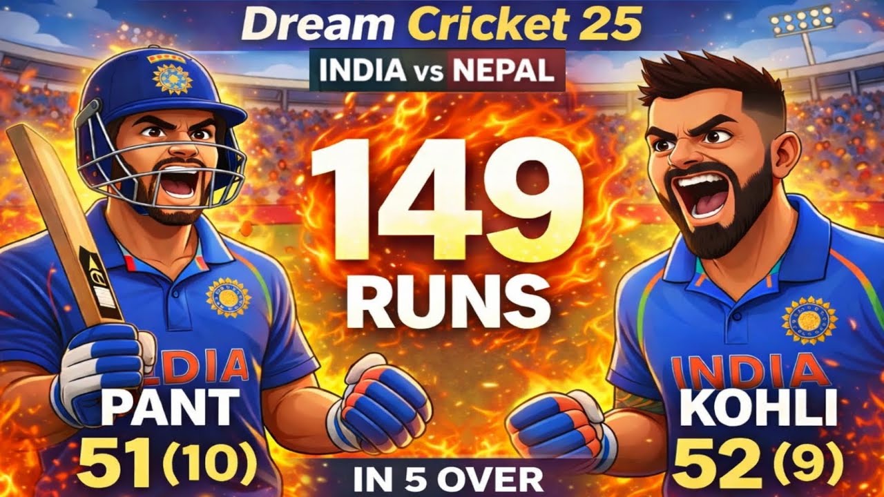 “Pant 51(10) & Kohli 52(9) – 5 Overs MEGA RUN FEST! | Dream Cricket 25” 😱🏏