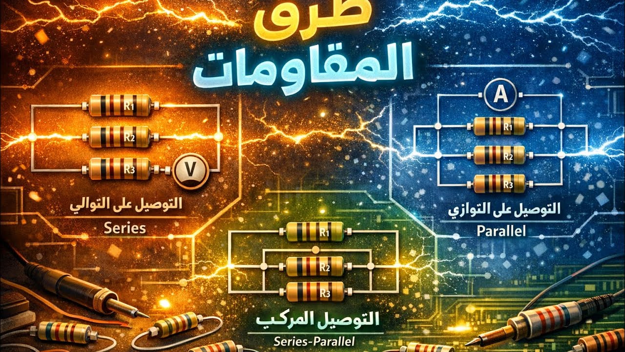 طرق توصيل المقاومات الكهربائية وحساب المقاومة المكافئة