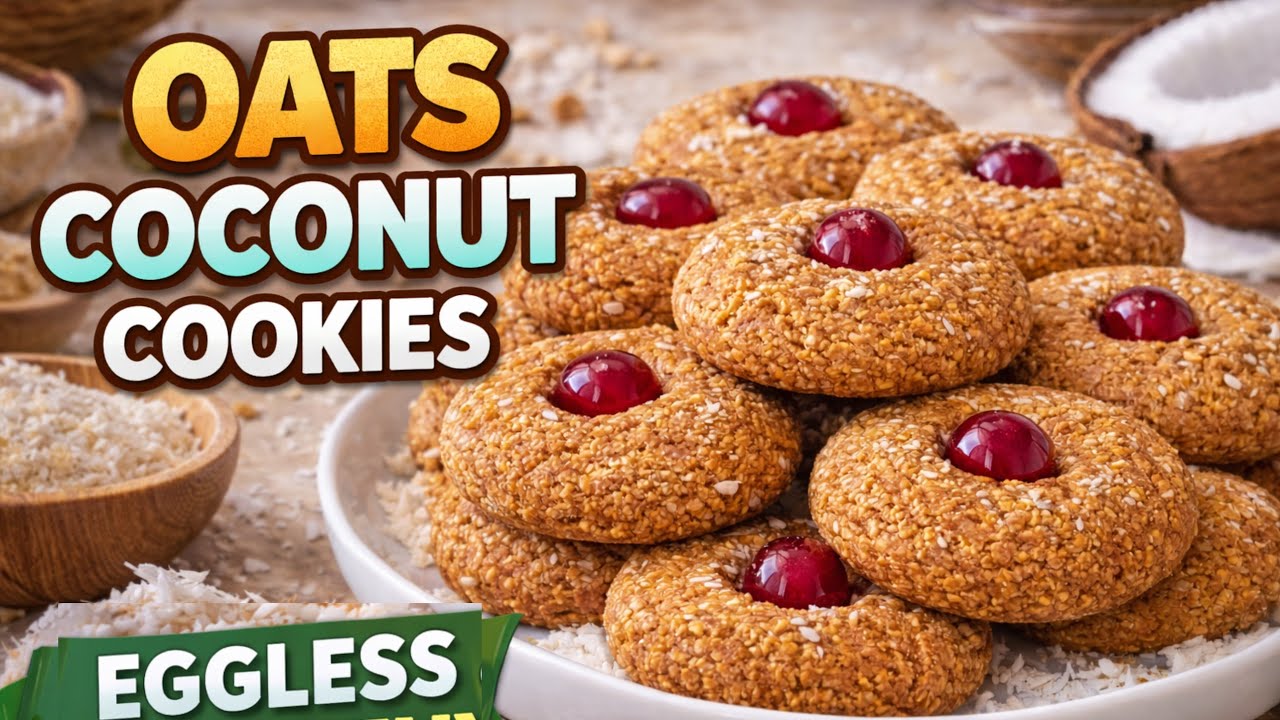 Healthy Oats Coconut Cookies | Eggless Crispy Cookies | easy cooking with das