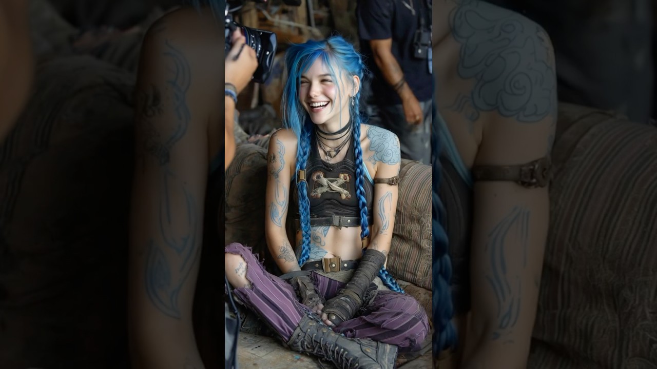 Jinx Vi Caitlyn Ekko on the Arcane set : League of Legends Live Action Behind the Scenes AI