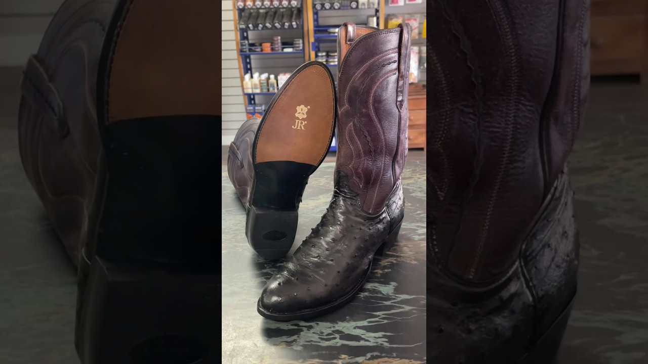 Back at it again, half soles and rubber heels on ostrich boots. #boots #shoerepair #restoration