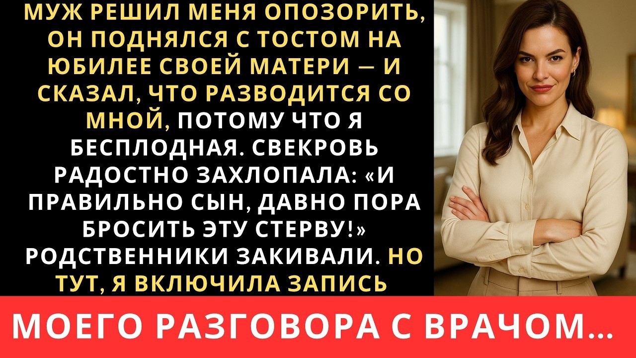 Муж решил меня опозорить, поднялся с тостом на юбилее своей матери и сказал, что разводится со мной