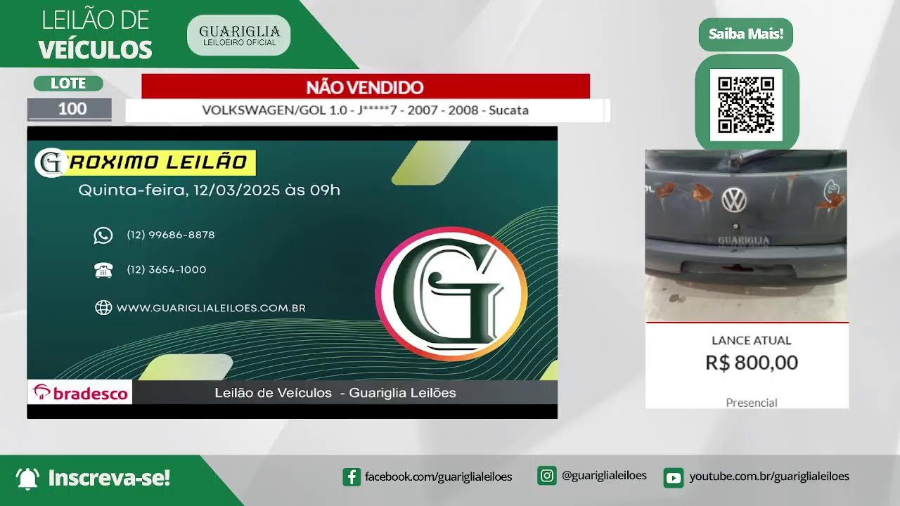 LEIL&Atilde;O DE VE&Iacute;CULOS EM CA&Ccedil;APAVA/SP - 05/03/26