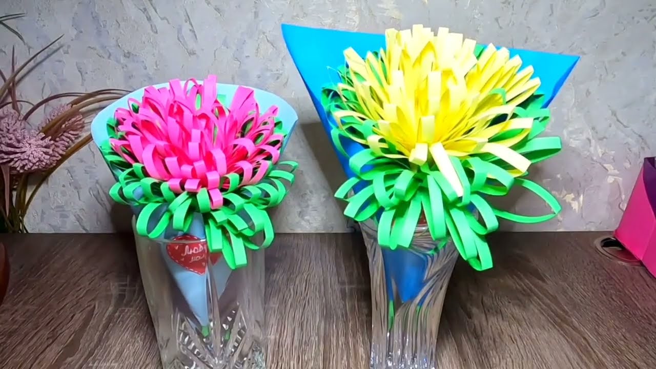 Цветок ПОДАРОК из бумаги за 5 минут🌺Flower Gift made from paper in 5 minutes!