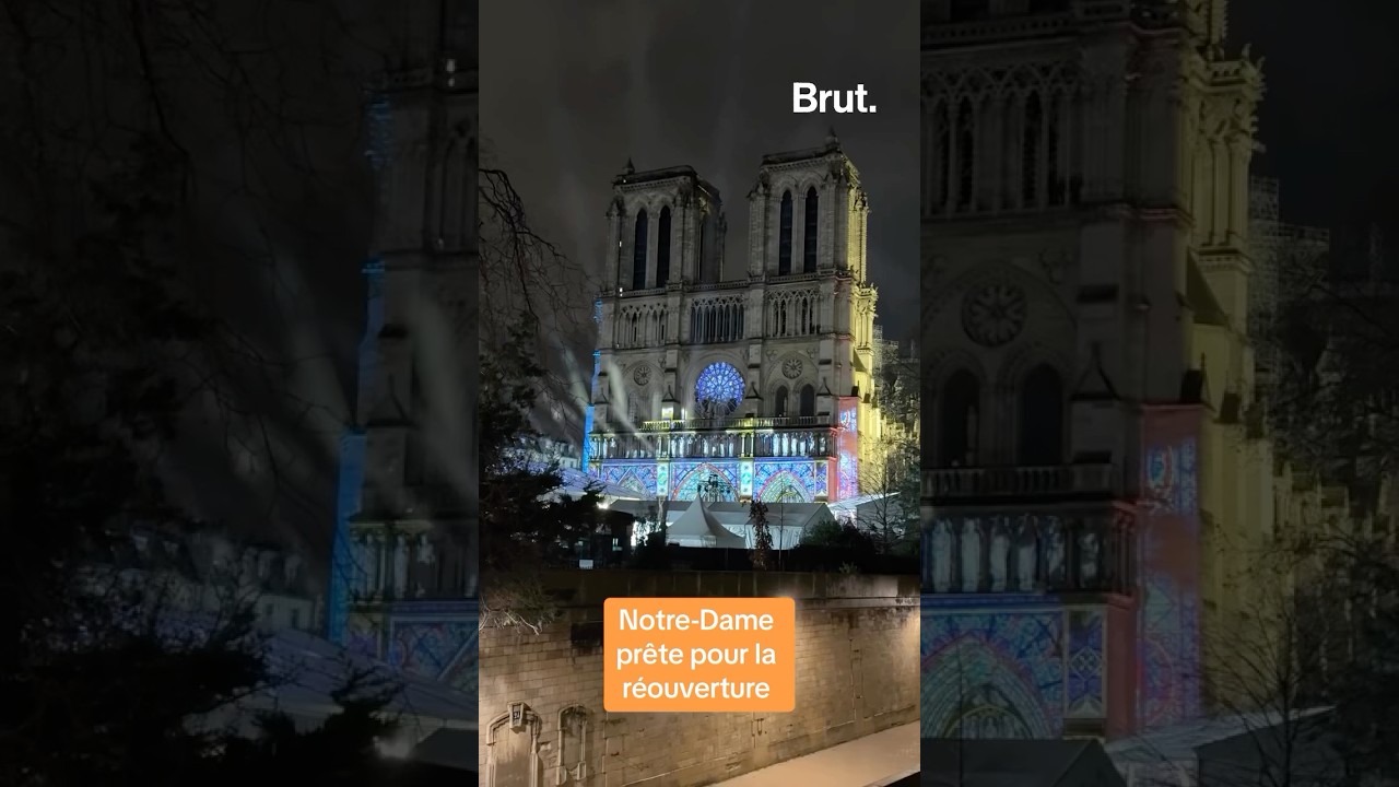Encore quelques heures avant la c&eacute;r&eacute;monie de r&eacute;ouverture de la Cath&eacute;drale de Notre-Dame de Paris.