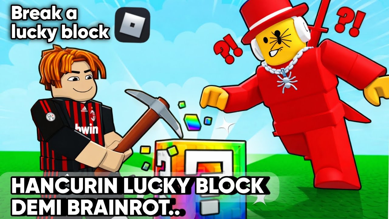 HANCURIN LUCKY BLOCK CUMAN BUAT BRAINROT DI ROBLOX BREAK A LUCKY BLOCK 😔🍀