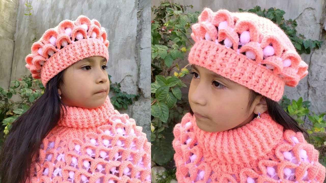 Como tejer la Boina N° 26 a crochet o ganchillo para bebes, niñas y mujer en punto perlas