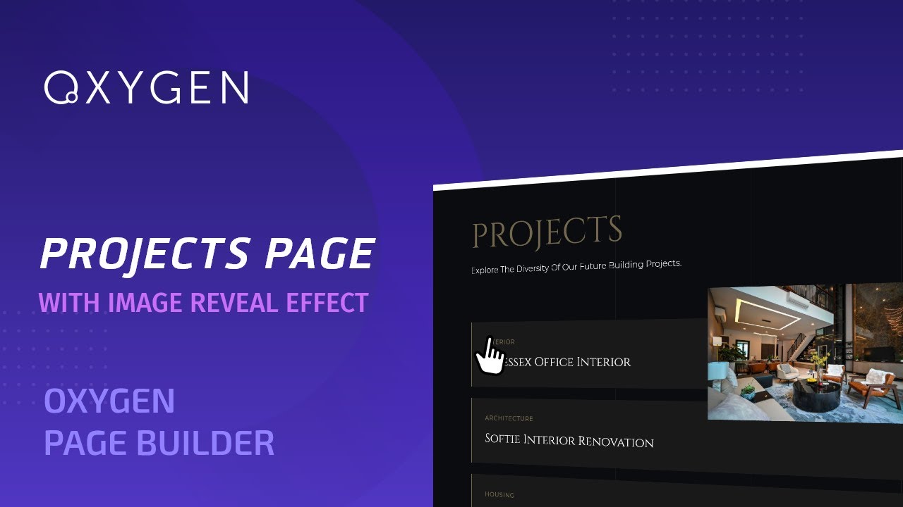 Projects Page with an Image Reveal Effect Using Oxygen Builder.