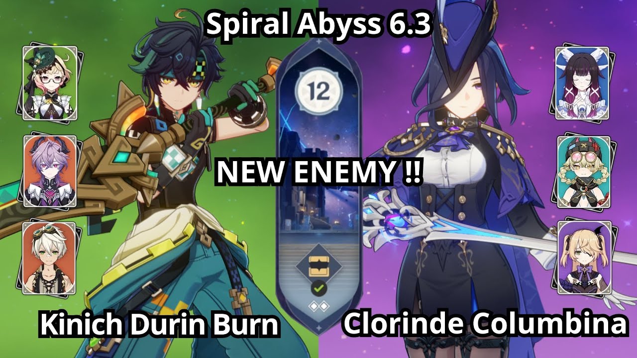 NEW !! C0 Kinich Durin Burn & C0 Clorinde Columbina Team - Spiral Abyss Floor 12 Genshin Impact 6.3