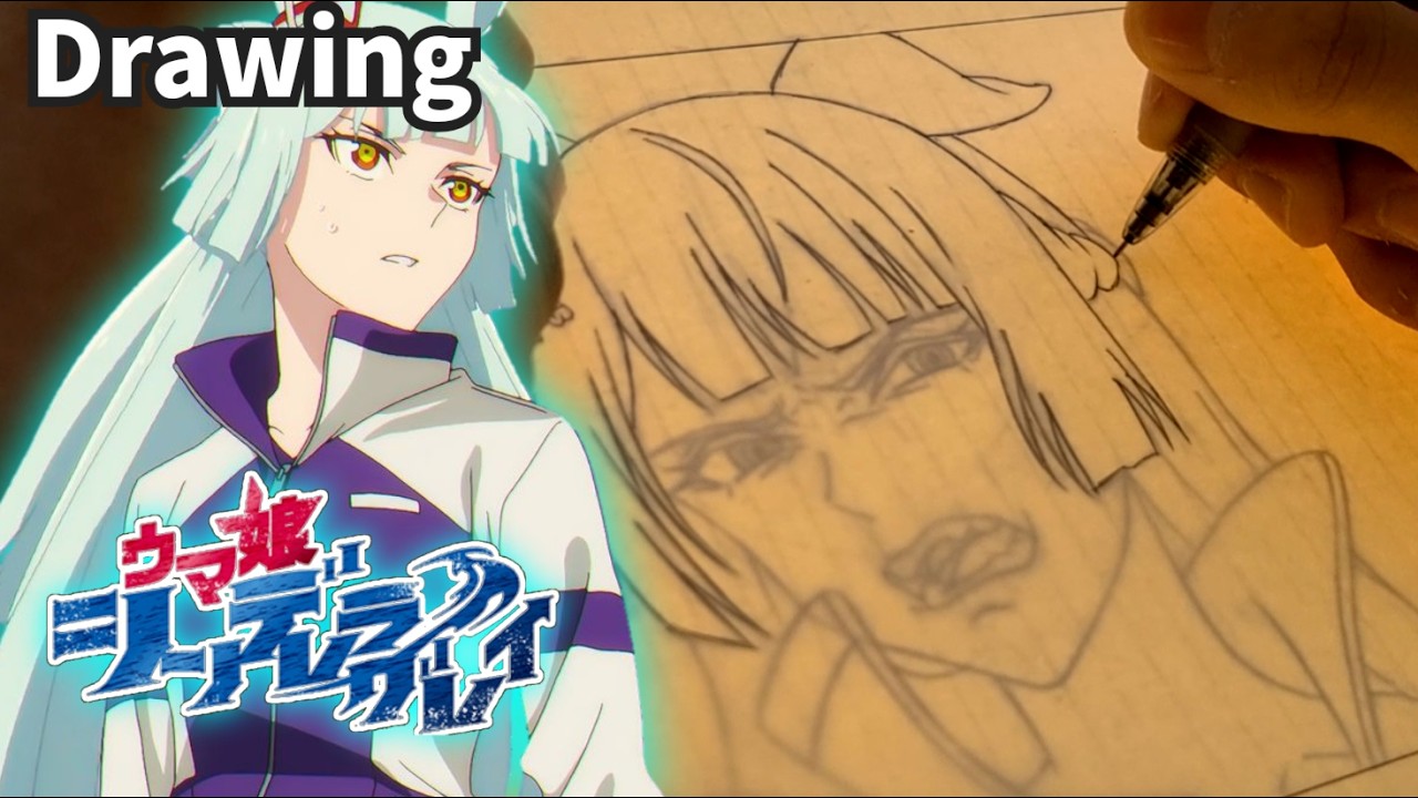 Drawing Fujimasa March  /Uma Musume Cinderella Gray【Line drawing /Illustration making Analog 】