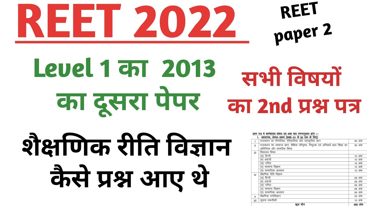 REET new syllabus 2022 / REET level 1 Second paper / REET Detail Syllabus 2022