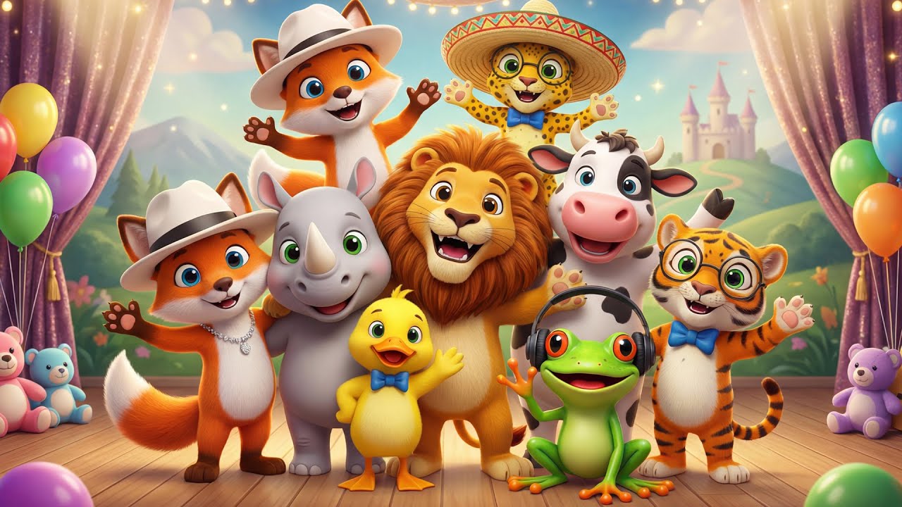 La Ranita Baila Alegremente 🐸 El Patito, la Vaca y el Dinosaurio Bailan 🦆🐄🦖| Canciones Infantiles 3D