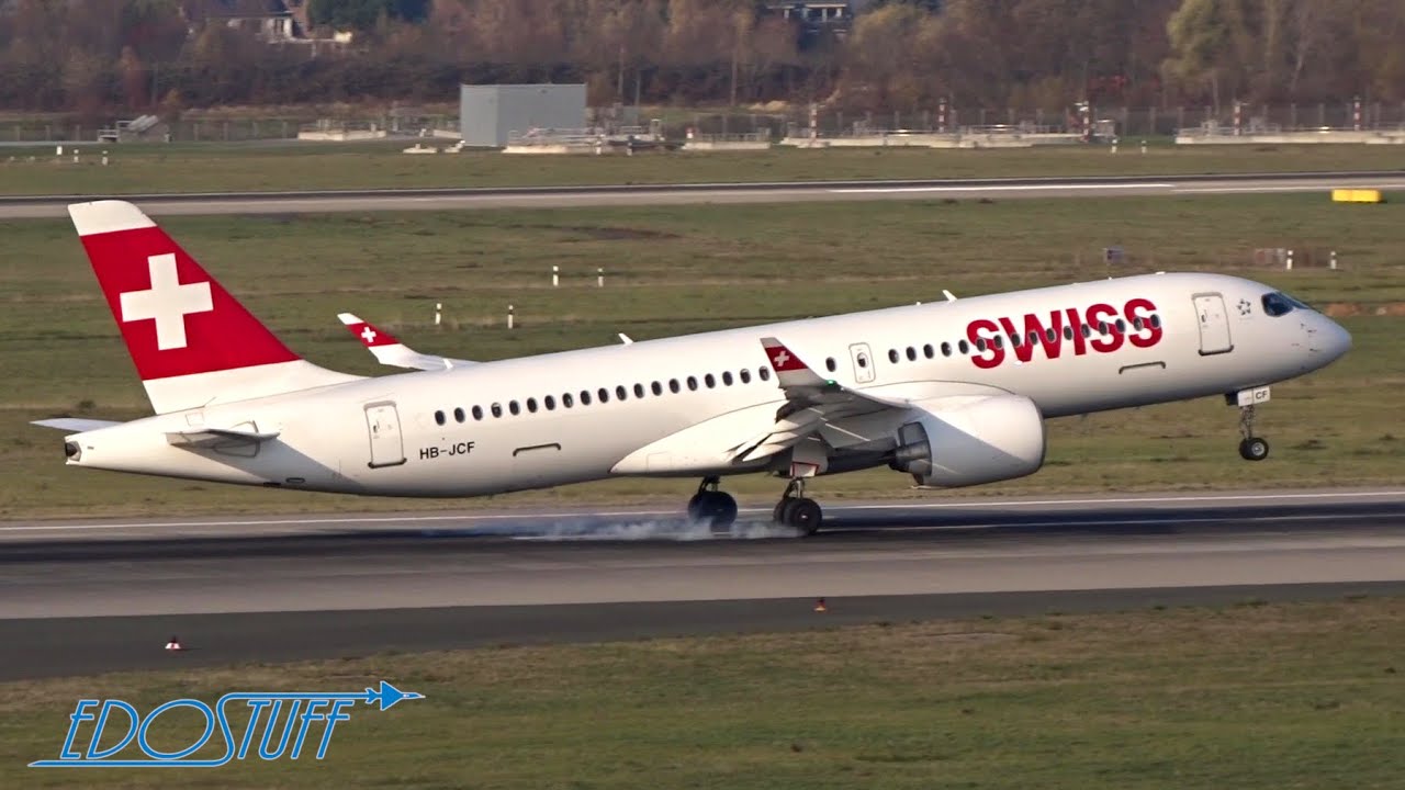 Swiss - Bombardier CSeries CS300 HB-JCF Landing - Dusseldorf International DUS/EDDL
