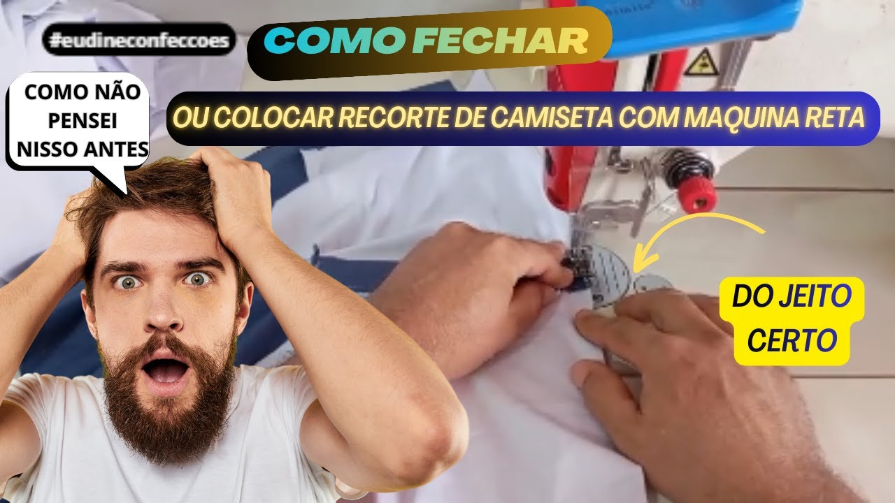 Maquina reta !Como fechar ou colocar recorte de CAMISETA