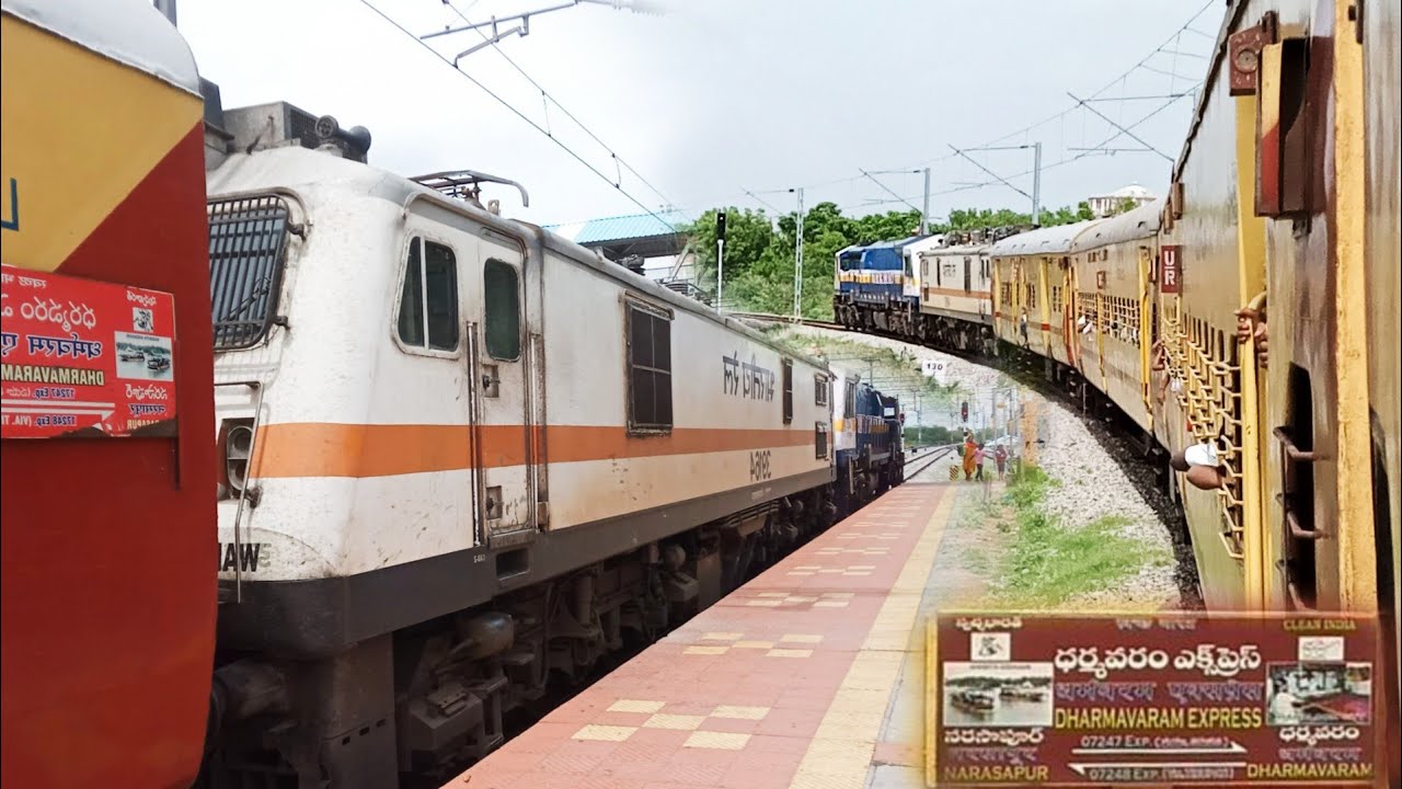 Dharmavaram to Renigunta full journey Onboard Narasapur express#WDP4D + WAP7 #journey indian railway