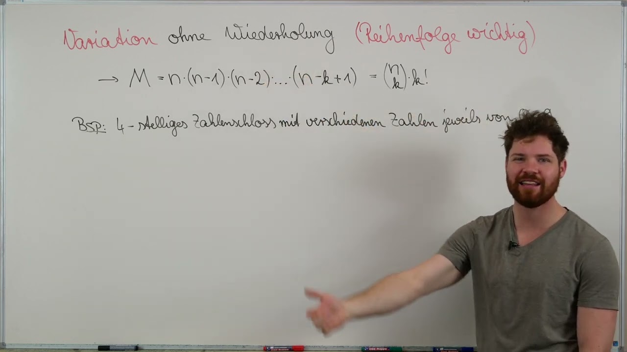 Variation ohne Wiederholung. Übersicht + BEISPIELE. Kombinatorik lernen. Mathe einfach verstehen.