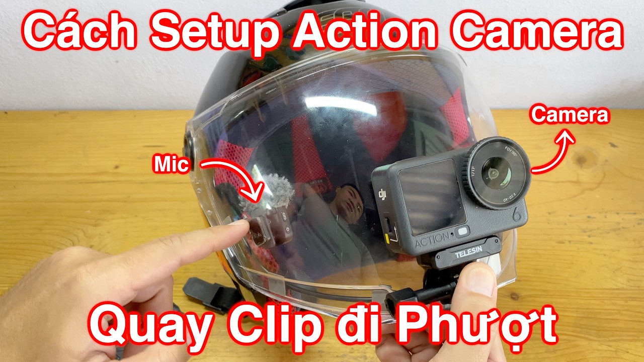 Cách gắn Action Camera lên nón bảo hiểm quay vlog đi phượt, áp dụng cho DJI Action, GoPro, Insta360