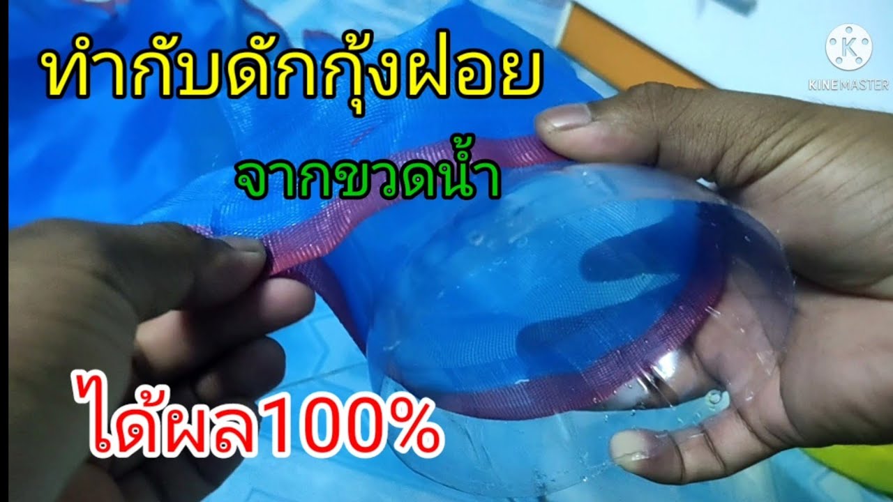ทำกับดักกุ้งฝอยจากขวดน้ำได้ผล100%